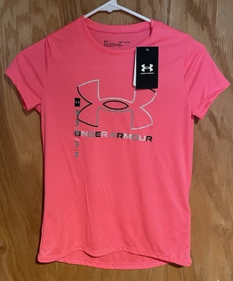 Under Armour Youth Girls Medium Loose Fit Tshirt Pink Short Sleeve (B) - Image 1 of 3