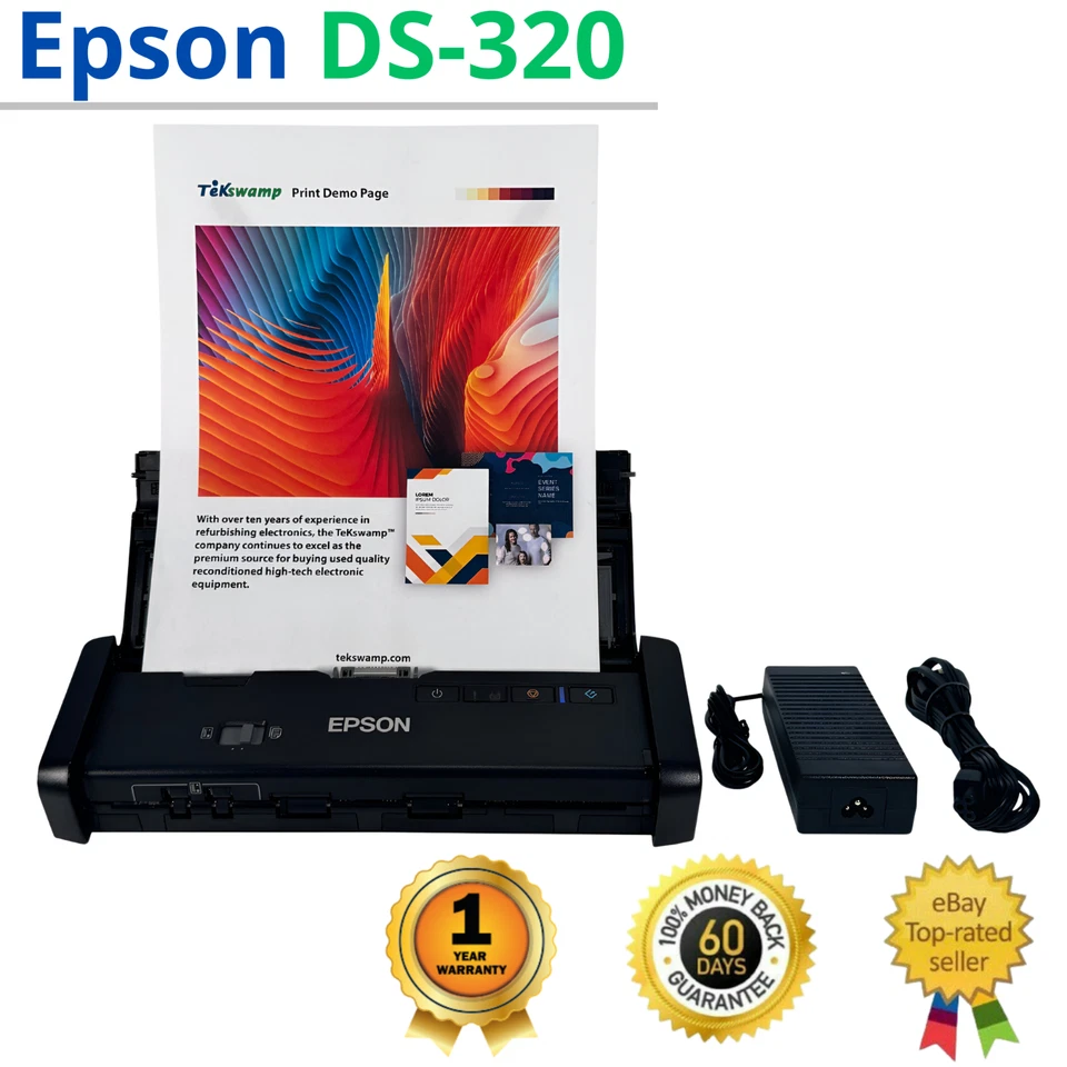 ✅Epson DS-320 WorkForce Duplex Document Scanner w/AC Adapter 1 YEAR WARRANTY!🔥⭐ - Image 1 of 4