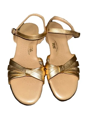 SAS USA Sandal Women’s Strappy  Low Heel Ankle Strap Gold Sandal Size 10 M - Image 1 of 4