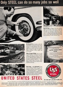 1953 United States Steel: Only Steel Can Do So Many Jobs Vintage Print Ad - Picture 1 of 1