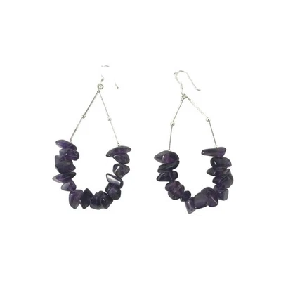 Pendientes colgantes pepita de amatista de plata de ley 925 de 2,75" Estate Find Foto 1 de 3