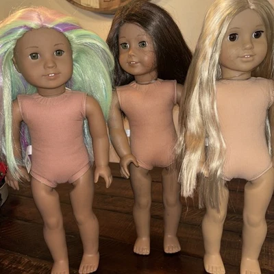 Lote de 3 muñecas American Girl Julie Truly Me Just Like You Kanani TLC desnudas Foto 1 de 4