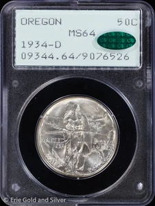 1934-D 50C Oregon Commemorative Half Dollar PCGS MS 64 CAC | Rattler UNC BU - Picture 1 of 4