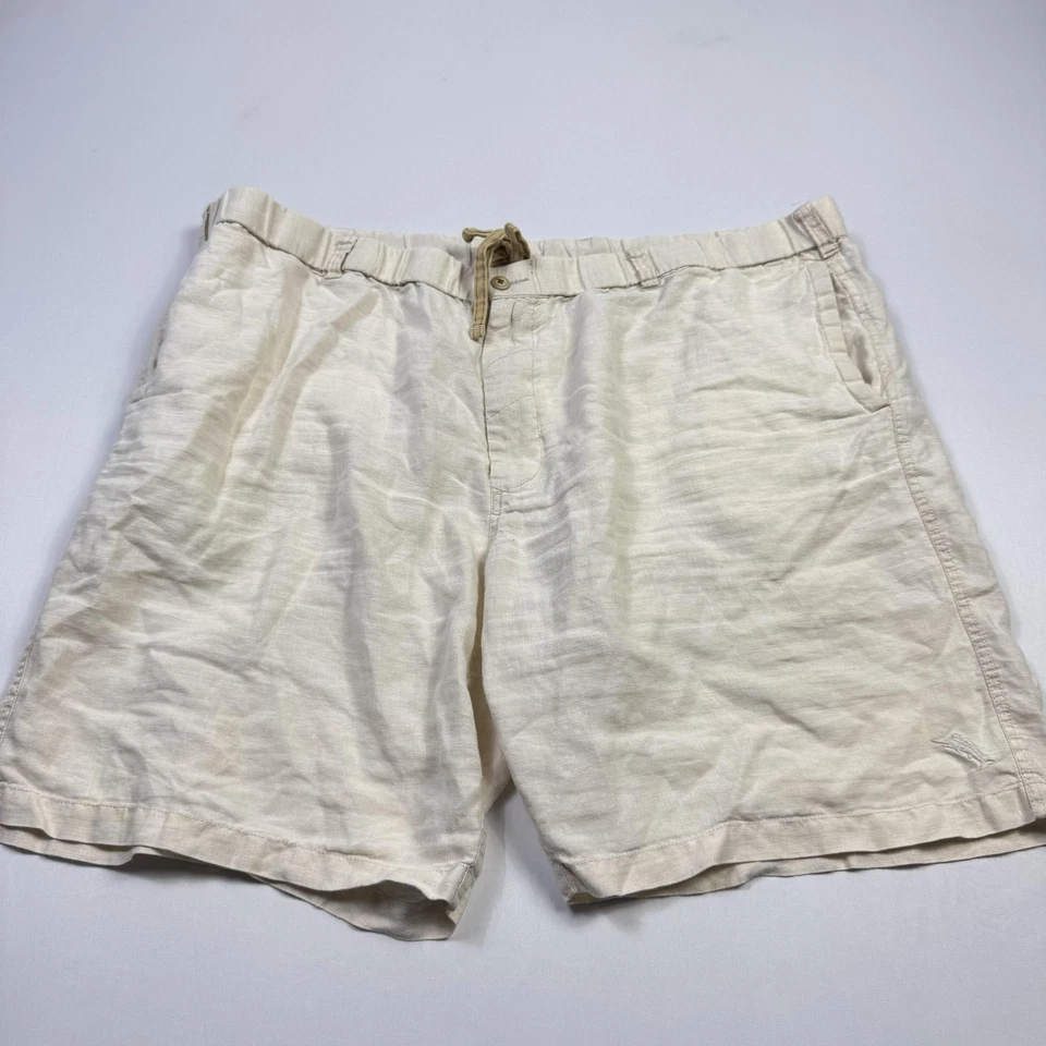 Tommy Bahama Pantalones Cortos Para Hombre 3XB Beige 100% Lino Cordón Cintura Informal Verano Foto 1 de 4