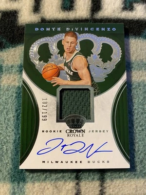 DONTE DIVINCENZO RC AUTO BUCKS PATCH 2018-19 CROWN ROYALE AUTOGRAPH TIMBERWOLVES - Image 1 of 4