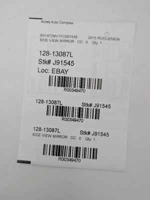 Used Left Door Mirror fits: 2015 Nissan Rogue power VIN 5 1st digit USA built he Foto 1 de 4