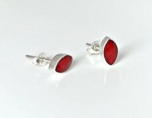Koralle Ohrstecker Silber 925 Damen Ohrringe rot echt Sterlingsilber kl309 - Bild 1 von 3