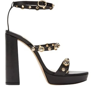 Sophia Webster Black Leather Gold Studded Embellished Platform Heel 8.5(39EU) - Picture 1 of 9
