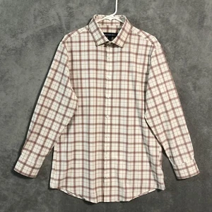 Mizzen Main Shirt Large Mens Trim Fit Long Sleeve Button Front Plaid Lightweight - Picture 1 of 12