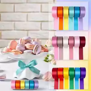 Satin Ribbon Rolls 25 Metres Double Sided Ribbon Crafts Gifts 3mm-40mm Widths - Picture 1 of 45