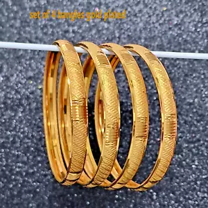 GOLD PLATED PREMIUM 6PCS bAJRA DESIGN SET CHURI KARRA BANGLES PAKISTANI INDIAN - Picture 1 of 3