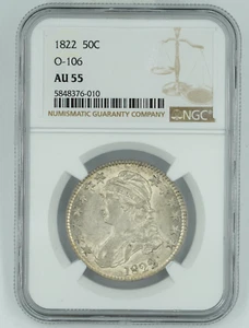 1822 NGC AU55 Capped Bust Half Dollar PQ - Picture 1 of 3