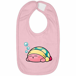 Cute Sleeping Kawaii Funny Kirby Gift Baby Infant Bib Hook & Loop Closure Shower
