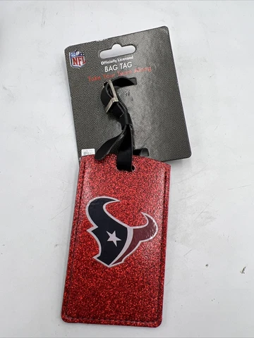 Houston Texans￼ SPARKLE BAG TAG FOOTBALL LUGGAGE ID INFORMATION TRAVEL Cover