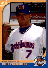 2007 Midland RockHounds Grandstand 18 Cliff Pennington Corpus Christi Texas Card
