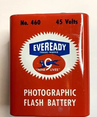 Batería Flash Fotográfico EveReady Vintage Gato Negro 45 Voltios “Nine Vidas” EE. UU. Foto 1 de 4