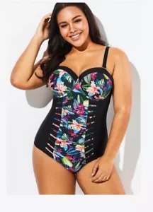 Meet.Curve Women's Swimsuit Size 2XL floral sweetheart neckline - Picture 1 of 6