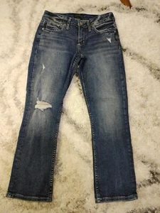 Silver Jeans Co. Denim Capris Blu Elyse Estivo Donna Taglia 25 Vita - Foto 1 di 7