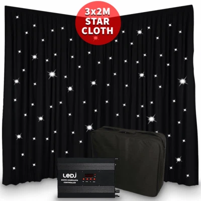 LEDJ Star Cloth Drape Lighting 3m x 2m Canopy Backdrop White LED Starcloth Stage - Image 1 of 4