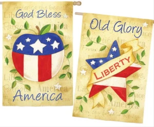 NEW 2 SIDED EVERGREEN PATRIOTIC FLAG GOD BLESS AMERICA THE BEAUTIFUL 29 X 43 - Picture 1 of 3