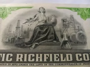 ATLANTIC RICHFIELD Oil & Gas Company Common Stock Certificate 100 Steere & Co. - Picture 1 of 9