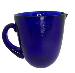Unique Heavy COBALT BLUE Pitcher glass Textured 7 inches - Picture 1 of 10