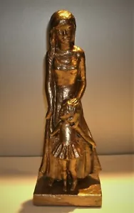 Vtg Leonardo Art Inc. 1967 Statue Mother & Daughter Chalkware 12 1/2" T Gran's - Picture 1 of 8