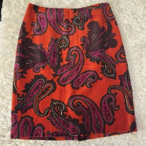 Talbots Red Velvet Paisley Lined Skirt 4 Petite - Picture 1 of 9