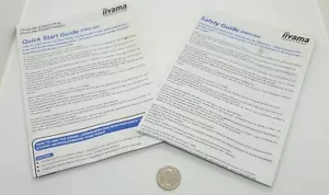 SAFETY GUIDE/QUICK START GUIDE for IIYAMA ProLite E2200WS/E2607WSD BOOKLET ONLY - Picture 1 of 2