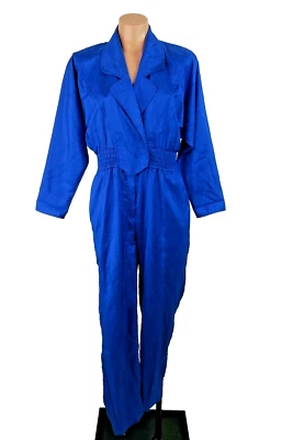 TRAJE ACANALADO VINTAGE JOAN WALTERS PETITES azul colbalto años 80 talla 4 cónico Foto 1 de 4