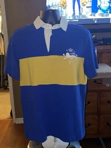 Nuevo con etiquetas Polo por Ralph Lauren ATHL CLUB Look Ajuste Personalizado Azul Amarillo Polo Rugby - Imagen 1 de 3
