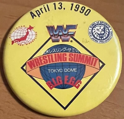 13 de abril 1990 WWF NJPW AJPW Wrestling Summit Promo Pinback botón nuevo todo Japón Foto 1 de 2