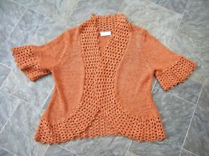 BHS ~ Ladies Burnt Orange Chunky Knit Cardigan ~ Size 12