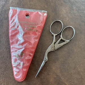 Vintage Takarel Sewing Embroidery Scissors Stork Bird ITALY 3.5” - Picture 1 of 6