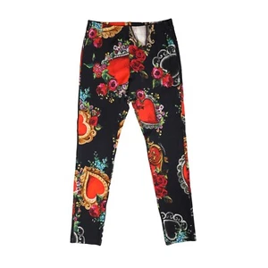 DOLCE & GABBANA Kids Pants Multicolor Floral Heart Cotton Leggings Tag 10 240usd - Picture 1 of 7