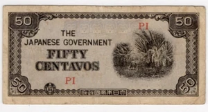 The Japanese Government Fifty 50 Centavos WWII 1942/1945 F01-4072516 179-267 - Picture 1 of 2
