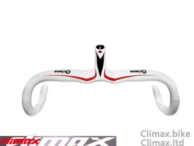 carbon integrated handlebar stem 440mm 120mm white Compact road  climax cycling - Image 1 of 4
