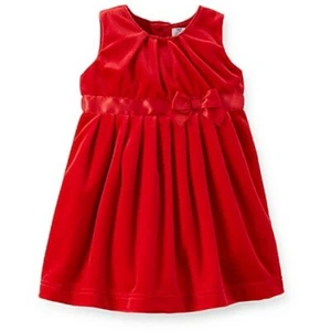 NWT Girls 3m 3 MONTHS CARTER'S Red Velour Bow Detail Dress & Diaper Cover - Picture 1 of 1