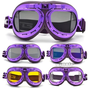 Vintage Glasses Motorcycle Motorbike Goggles Retro Helmet For Harley Purple - Bild 1 von 43