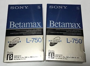 2 nuevos casetes de video sellados Sony Betamax L-750 para grabación de alta resolución - Imagen 1 de 2