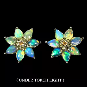 Sommer 925 Silber Ohrringe Birne Feuer Opal Saphir Dia Schnitt Edelstein Jewelry - Bild 1 von 10