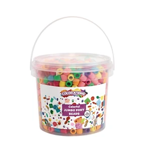Coloridas cuentas de plástico Jumbo para pony, 1,5 libras en cubo reutilizable, cuentas para niños - Imagen 1 de 4
