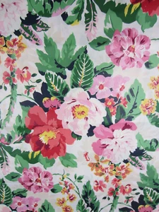 Vintage 1997 CYRUS CLARK "Belize" Pink Green Yellow Polished Cotton Fabric 11 Yd - Picture 1 of 7
