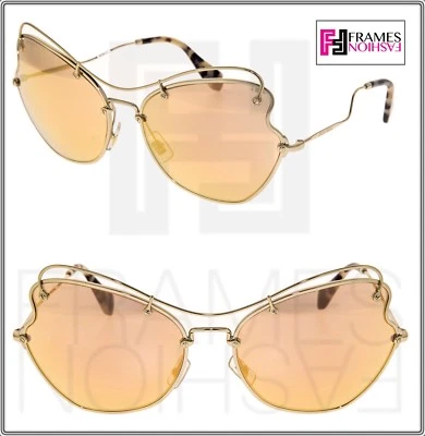 Gafas de sol MIU MIU SCENIQUE Butterfly 56R oro pálido espejado de gran tamaño MU56RS Foto 1 de 4