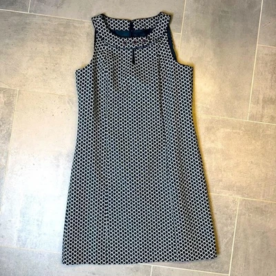 Vestido Vaina Ann Taylor Talla 12 Verde/Blanco Sin Mangas Forrado Carrera Geométrico Foto 1 de 4