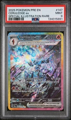 PSA 9 2025 POKEMON PRE EN-PRISMATIC EVOLUTIONS #147 CERULEDGE EX - Image 1 of 2