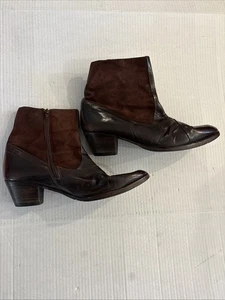 Men Vintage Cuban Heel Bootie Carlo Morandi 11 US 1970s Brown Leather Suede - Bild 1 von 18