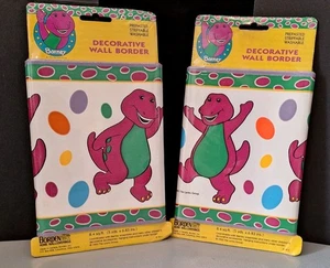 2 Vintage Barney Deko Wandbordüren 5 Meter Kinderzimmer Lila Dinosaurier 1993 - Bild 1 von 6