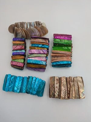 1 Pound Of Abalone Mother Of Pearl Shell Multicolor Beachy Stretch Bracelets - Image 1 of 4