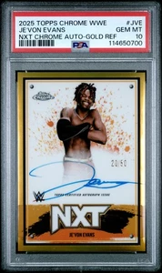Je'Von Evans 2025 Topps Chrome WWE #NXT-JVE NXT Auto Gold /50 PSA 10 GEM - Picture 1 of 2